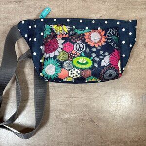 Lily Bloom Fanny Pack Belt Bag Navy Blue Floral Green Adjustable